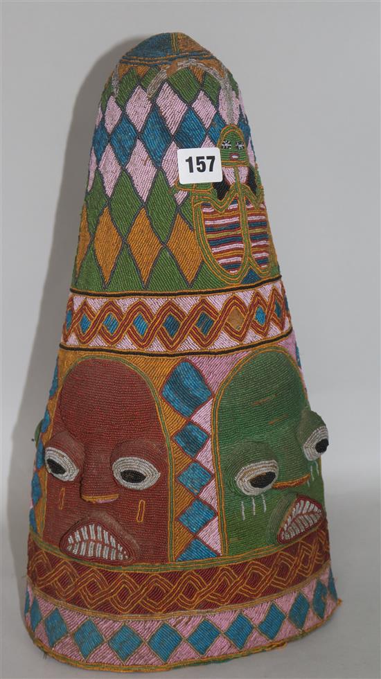 A Yoruba beadwork crown 42cm